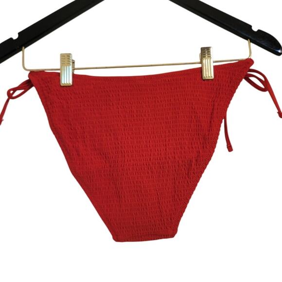 NWT J. Crew Smocked String Bikini Bottom Red M - Picture 7 of 7